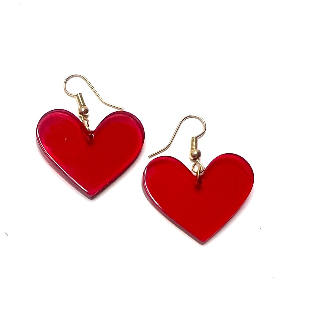Earrings Valentine's Day Red Heart Earrings Sweet Earrings Bar Earrings